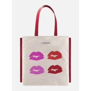 Lancome Paris Multi-Lip RED PINK Print Canvas Tote Bag